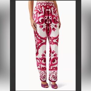 DOLCE & GABBANA
Majolica-print Straight-leg Pants in Silk-twill